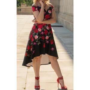 Women's 2 High Low Floral Dress Pink Red Black Roses Coquette WhimsyGoth Casual